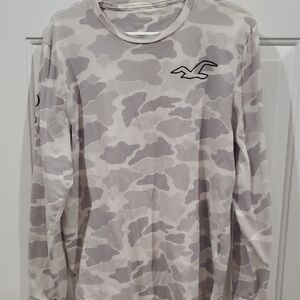 Hollister Light Gray Camo Long Sleeve Tee